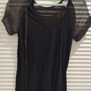 Fendi Black Sheer Sleeve Top